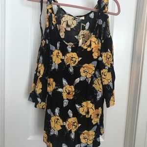 Floral open shoulder top